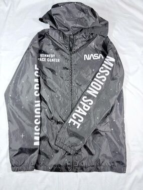 NASA Kennedy Space Center Mission Space Windbreaker Jacket Mens M Black Astronau